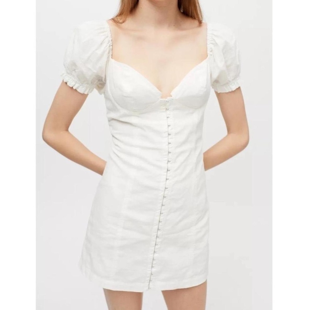 Urban outfitters white linen dress Britney hook and eye